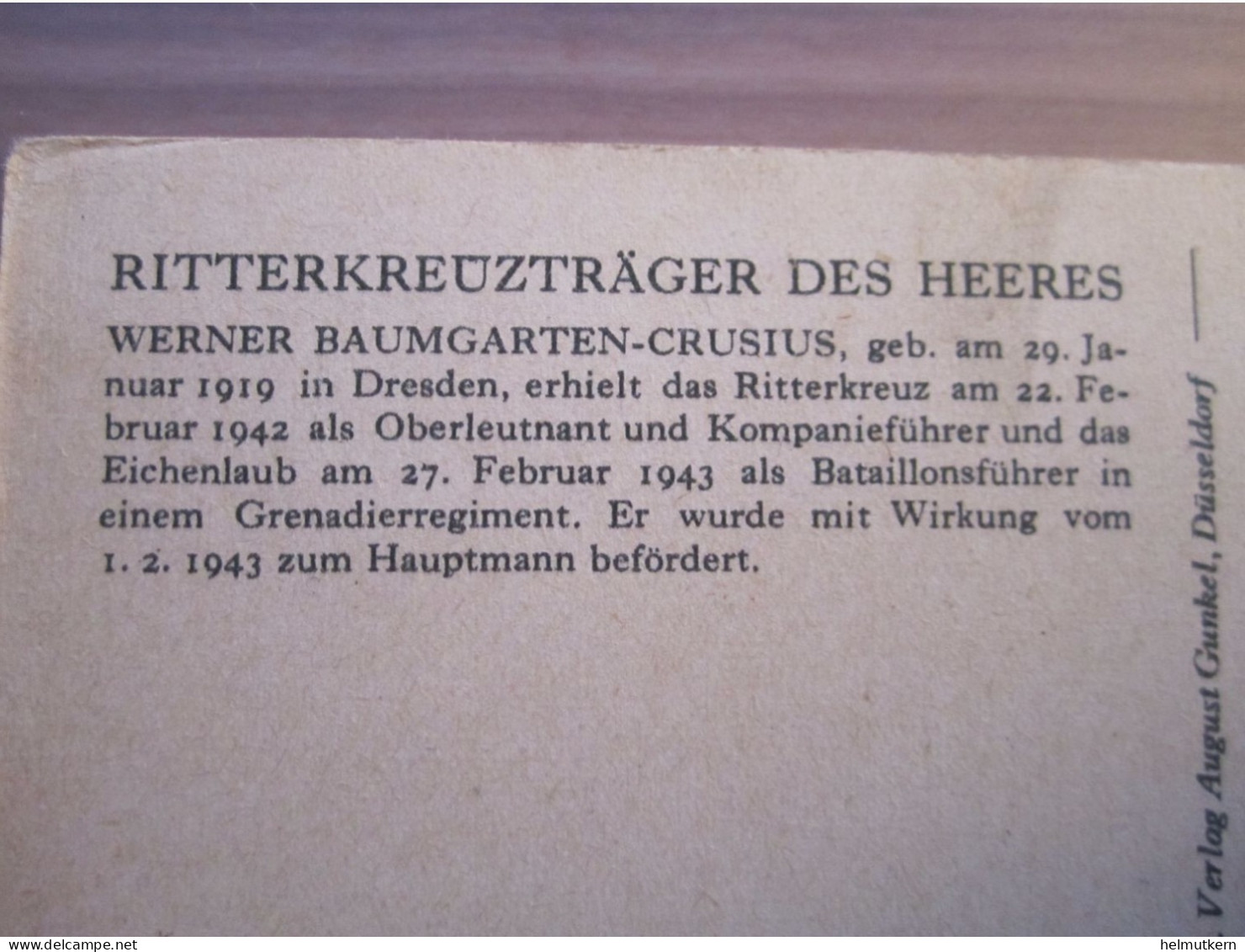 Ritterkreuzträger - Werner Baumgarten-Crusius - Zeichnung Prof. O. Graf München - 1939-45