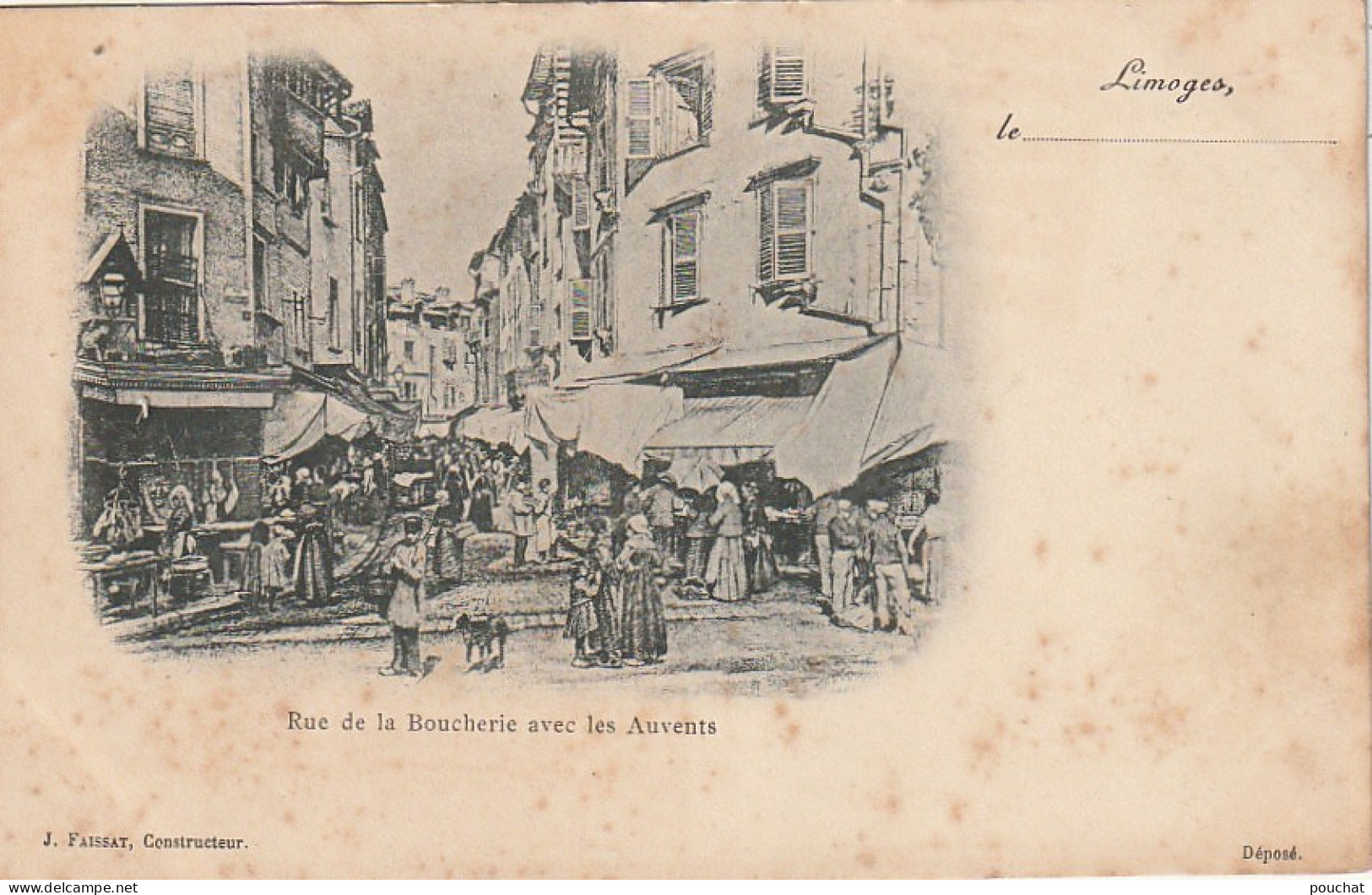 LE 13-(87) LIMOGES - RUE DE LA BOUCHERIE AVEC LES AUVENTS - 2 SCANS - Limoges