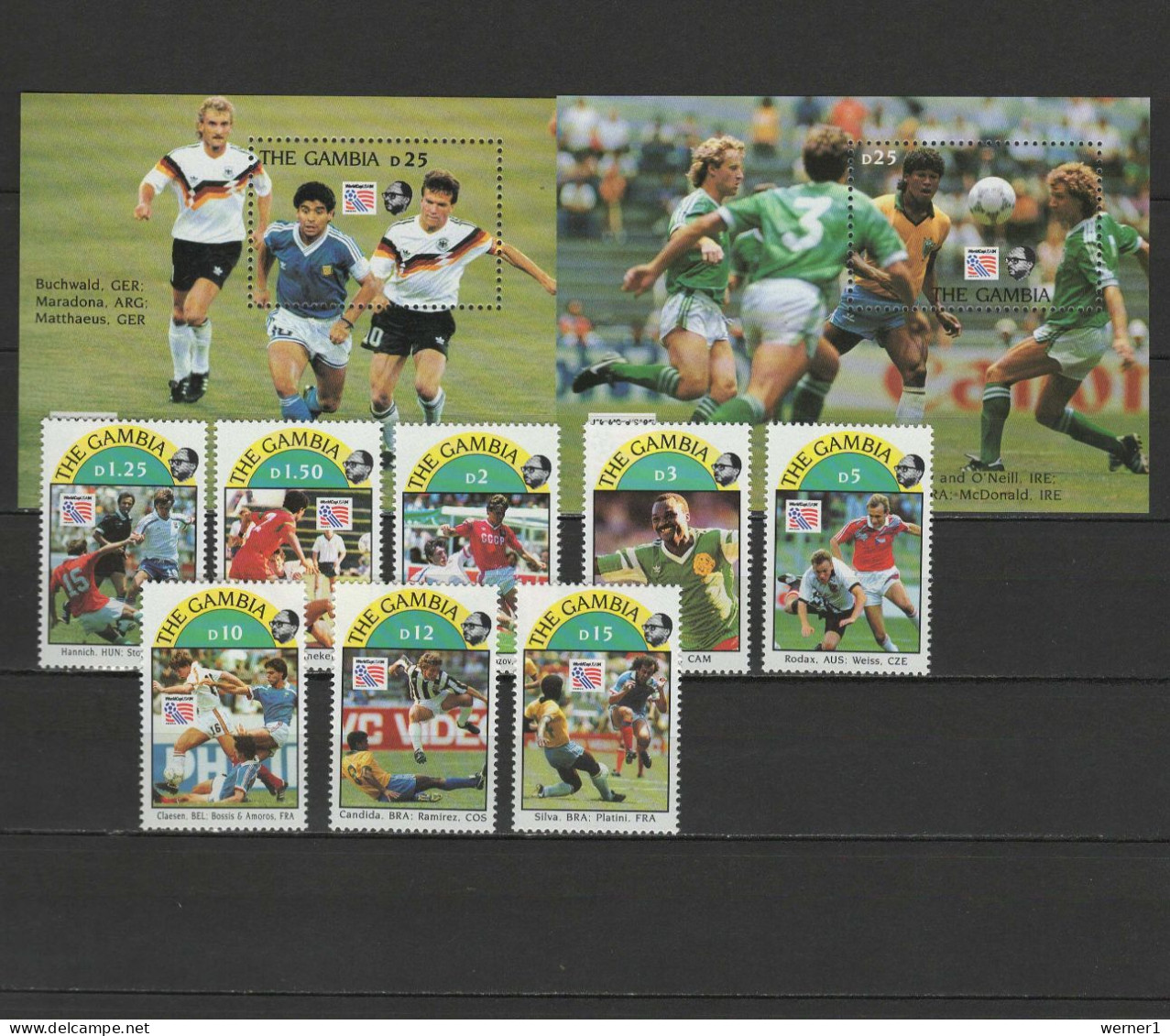 Gambia 1993 Football Soccer World Cup Set Of 8 + 2 S/s MNH - 1994 – USA