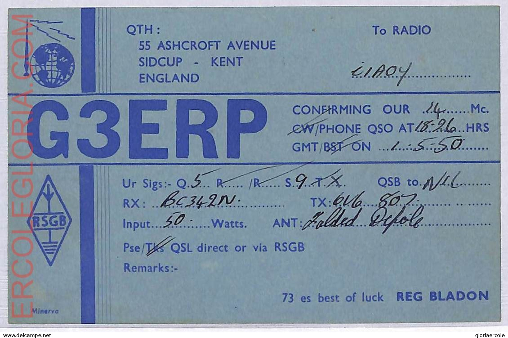 Ad9122 - GREAT BRITAIN - RADIO FREQUENCY CARD - England - 1950 - Radio