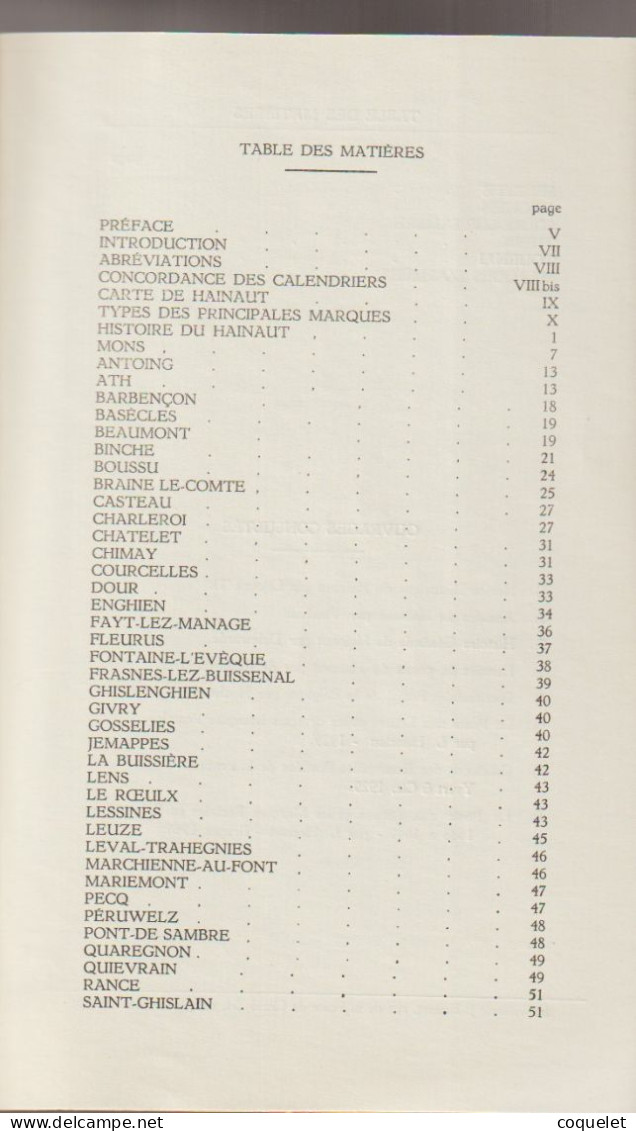 Catalogue Des Marques Postales Du Hainaut De 1648 à 1849 EXdépartement De JEMAPPES  Par Lucien HERLANT Livre De 70 Pages - Cancellations