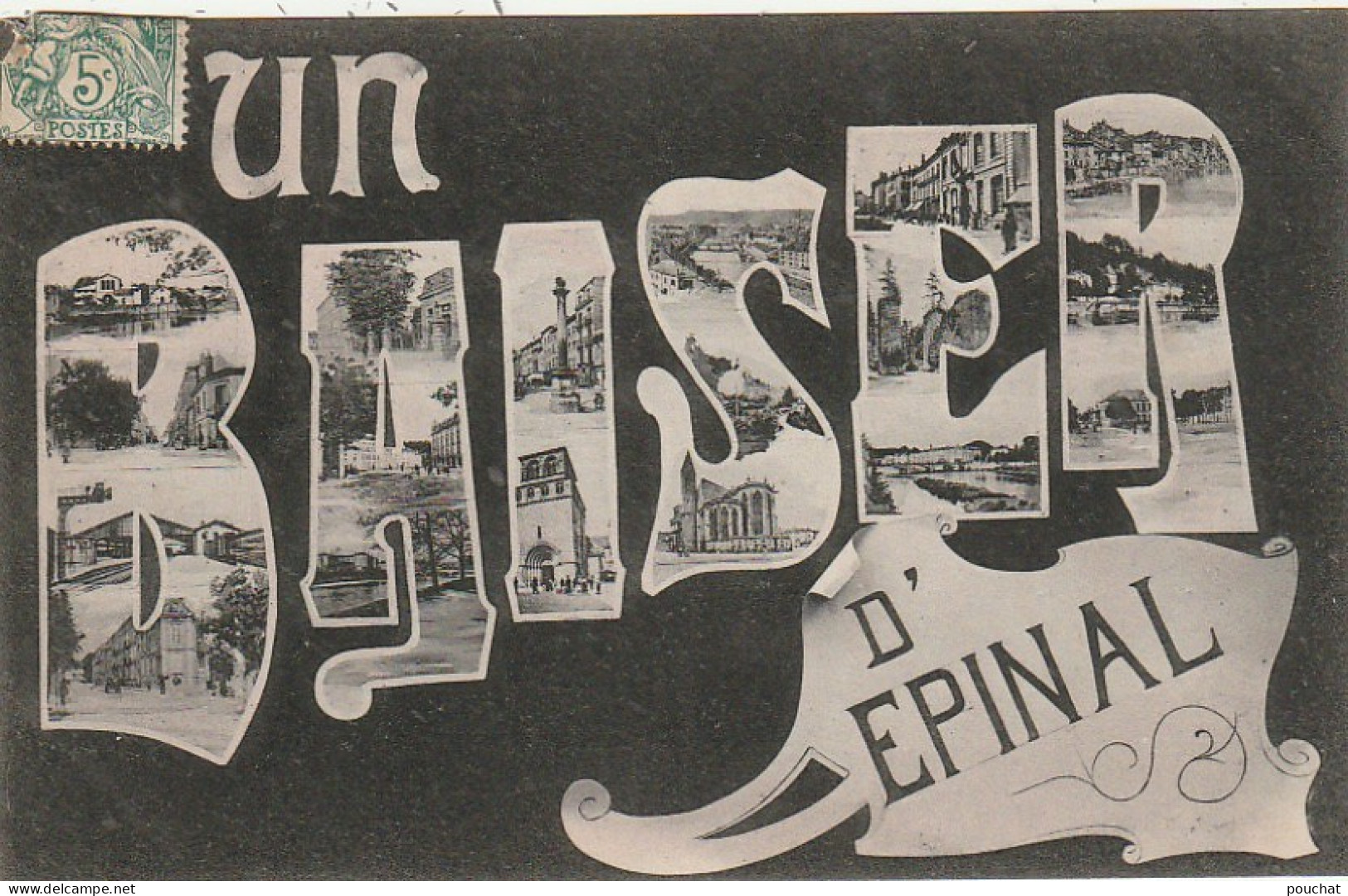 LE 14-(88)  UN BAISER D' EPINAL - CARTE FANTAISIE - LETTRES MULTIVUES  - 2 SCANS  - Epinal