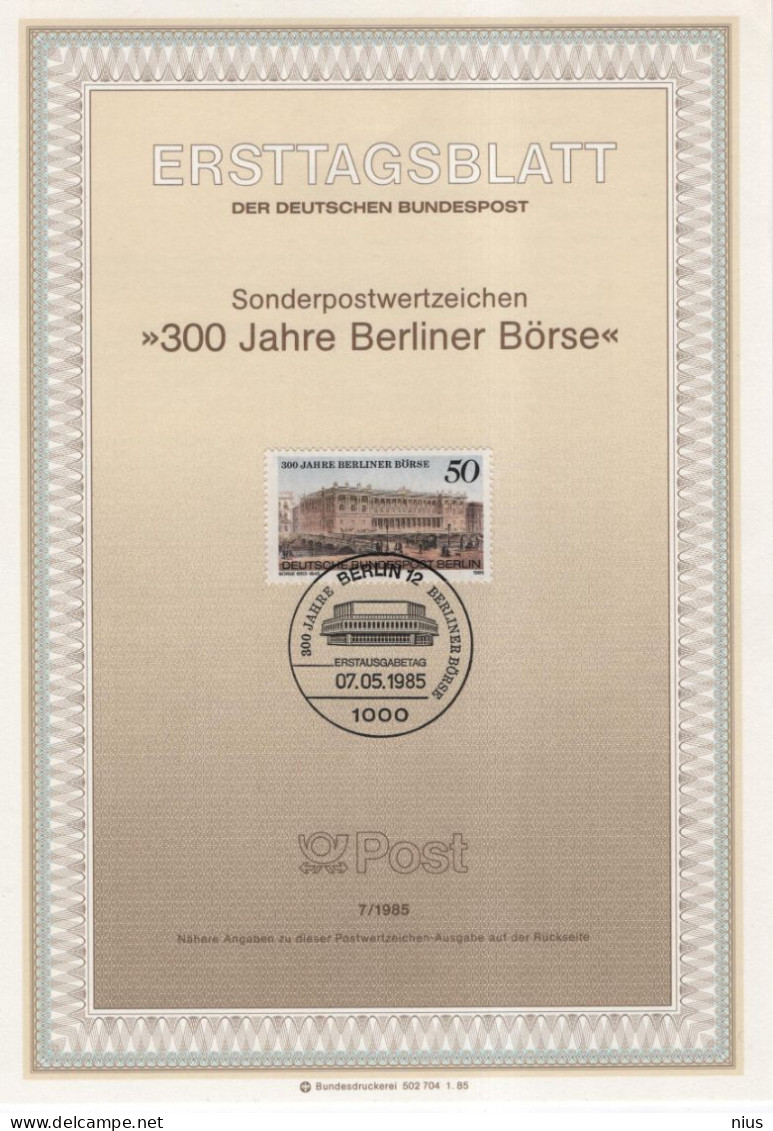 Germany Deutschland 1985-07 300 Jahre Berliner Borse, Canceled In Berlin - 1981-1990