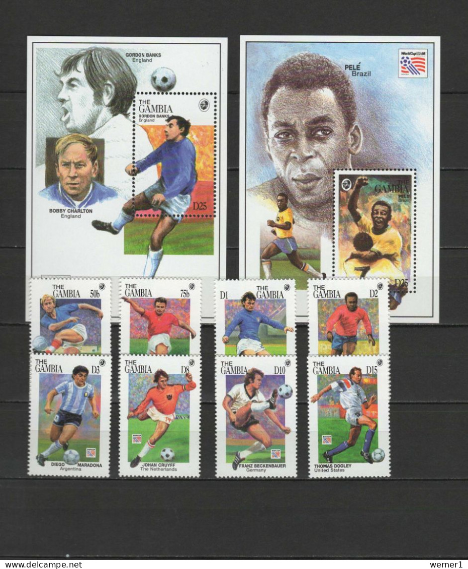 Gambia 1994 Football Soccer World Cup Set Of 8 + 2 S/s MNH - 1994 – USA