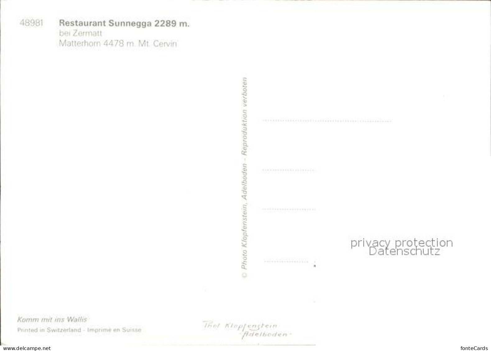 12598400 Zermatt VS Restaurant Sunnegga Mit Matterhorn Zermatt VS - Altri & Non Classificati