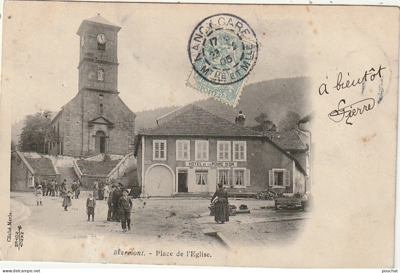 LE 16-(88) ALLARMONT - PLACE DE L' EGLISE - VILLAGEOIS - HOTEL DE LA POIRE D' OR  - 2 SCANS - Sonstige & Ohne Zuordnung