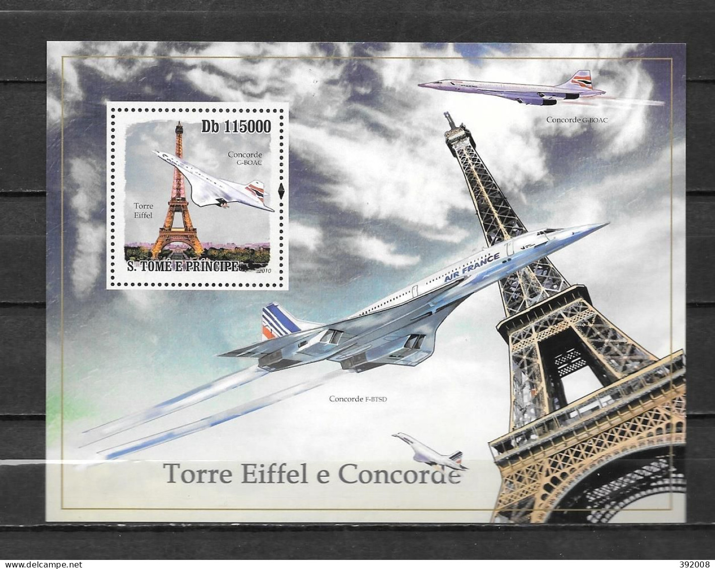 SAO TOME - BF 523 **MNH - Concorde Et Tour Eiffel - D4/29 - Vliegtuigen