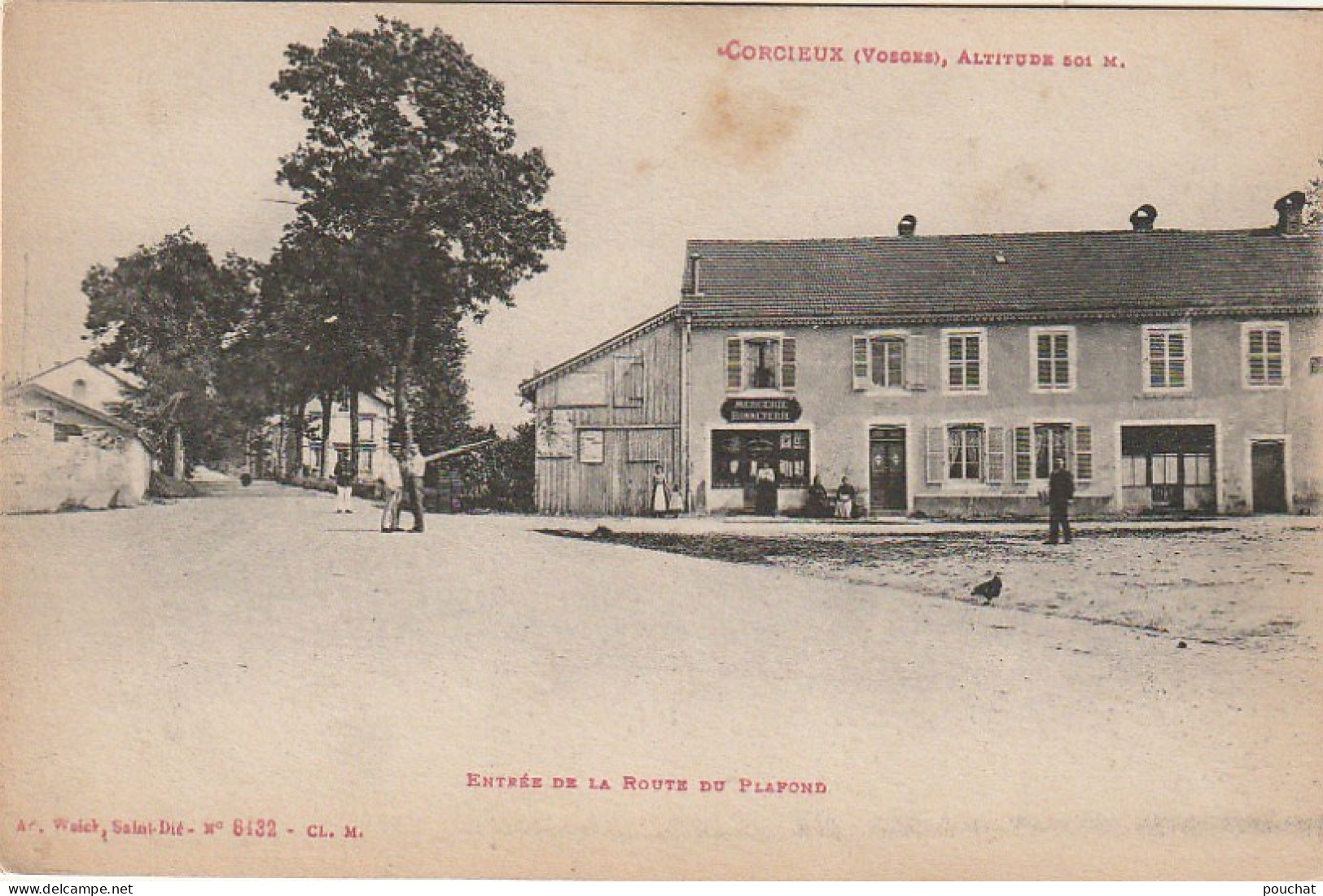 LE 16-(88) CORCIEUX - ENTREE DE LA ROUTE DU PLAFOND - VILLAGEOIS - MERCERIE BONNETERIE  - 2 SCANS - Corcieux