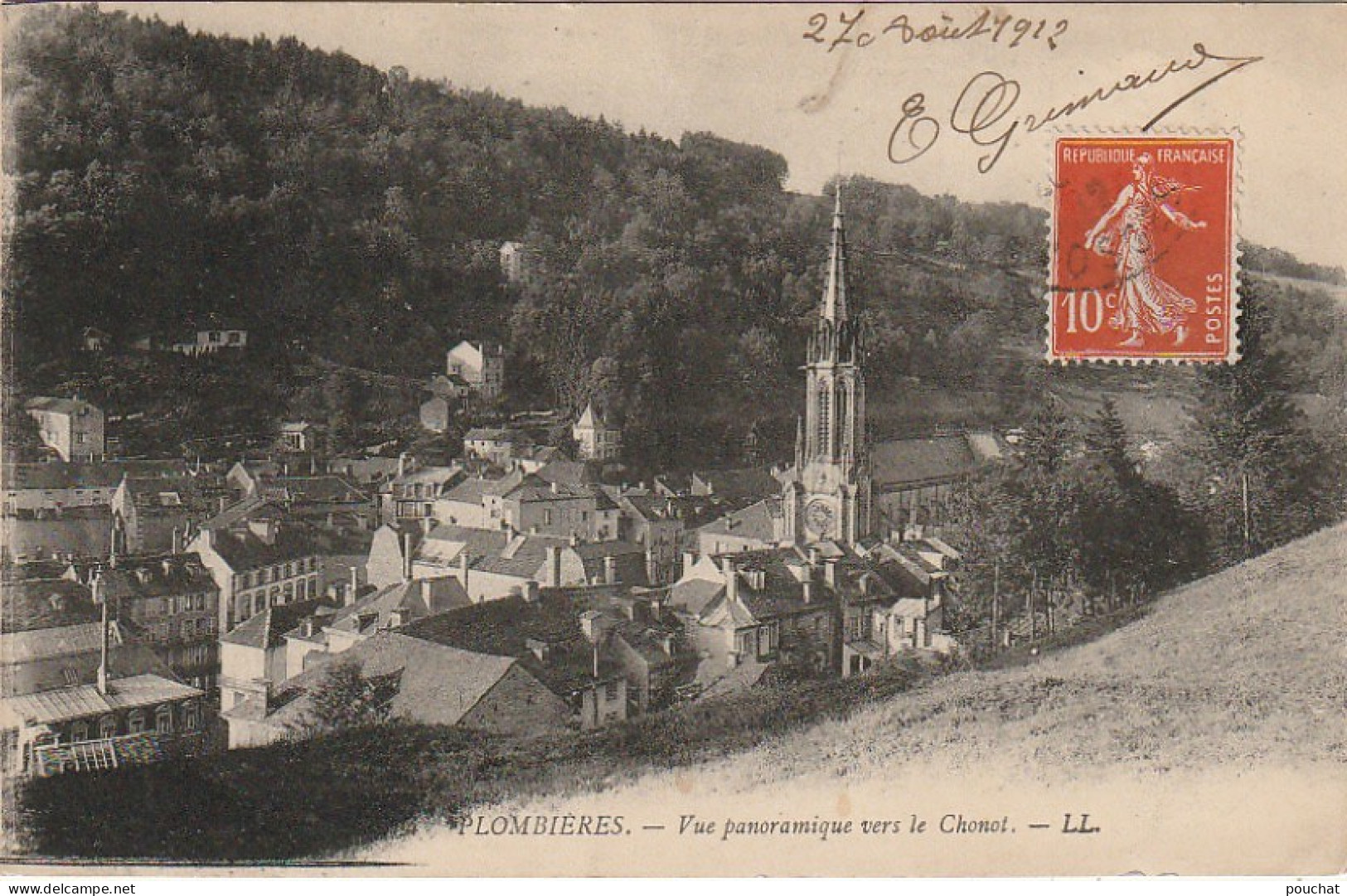 LE 16-(88) PLOMBIERES - VUE PANORAMIQUE VERS LE CHONOT  - 2 SCANS - Plombieres Les Bains