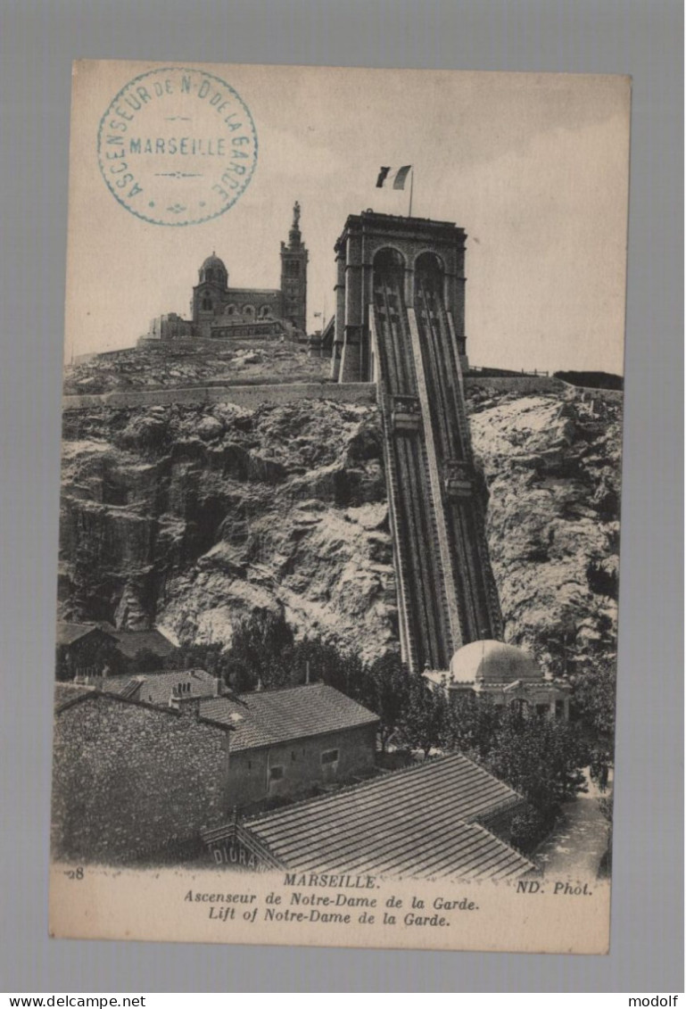 CPA - 13 - Marseille - Ascenseur De Notre-Dame De La Garde - Circulée - Notre-Dame De La Garde, Funicular Y Virgen