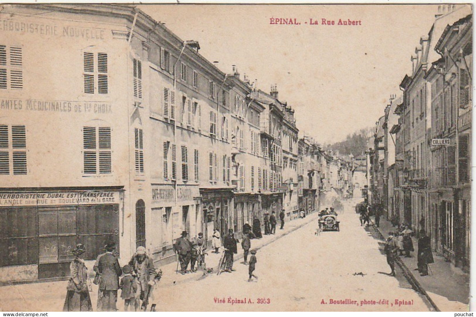 LE 16-(88) EPINAL - LA RUE AUBERT - HERBORISTERIE , CAFE RESTAURANT - AUTOMOBILE  - 2 SCANS - Epinal