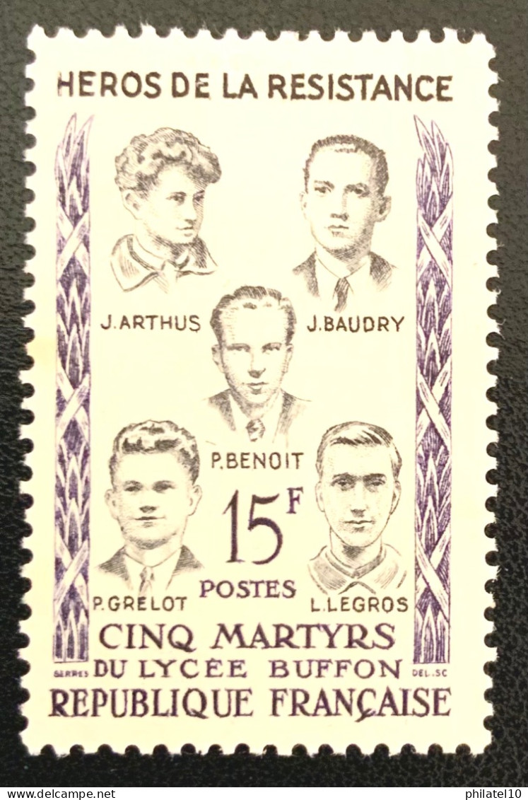 1959 FRANCE N 1198 HÉROS DE LA RÉSISTANCE CINQ MARTYRS DU LYCÉE BUFFON - NEUF** - Unused Stamps