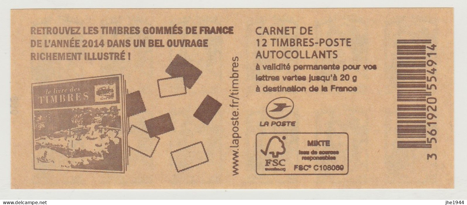 France Carnet N° 858-C8 ** Livre Des Timbres 2014 - Andere & Zonder Classificatie