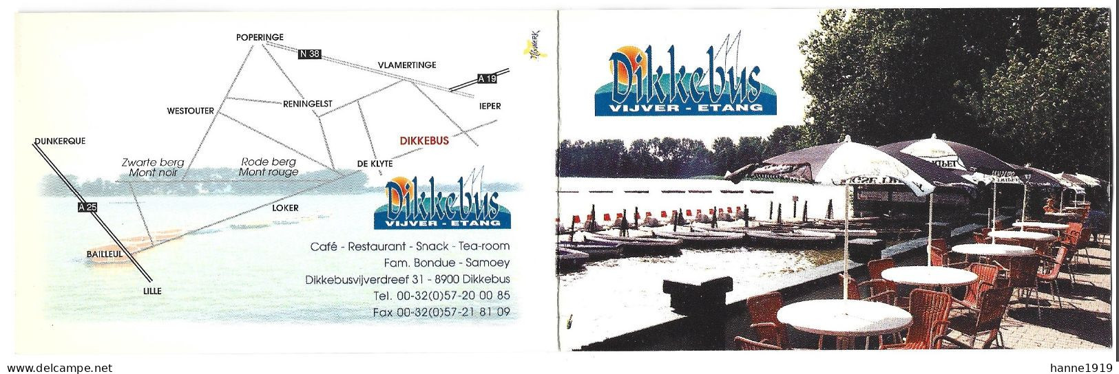 Dikkebus Dikkebusvijverdreef Café Restaurant Vijver Etang Visitekaartje Etiquette Htje - Visiting Cards