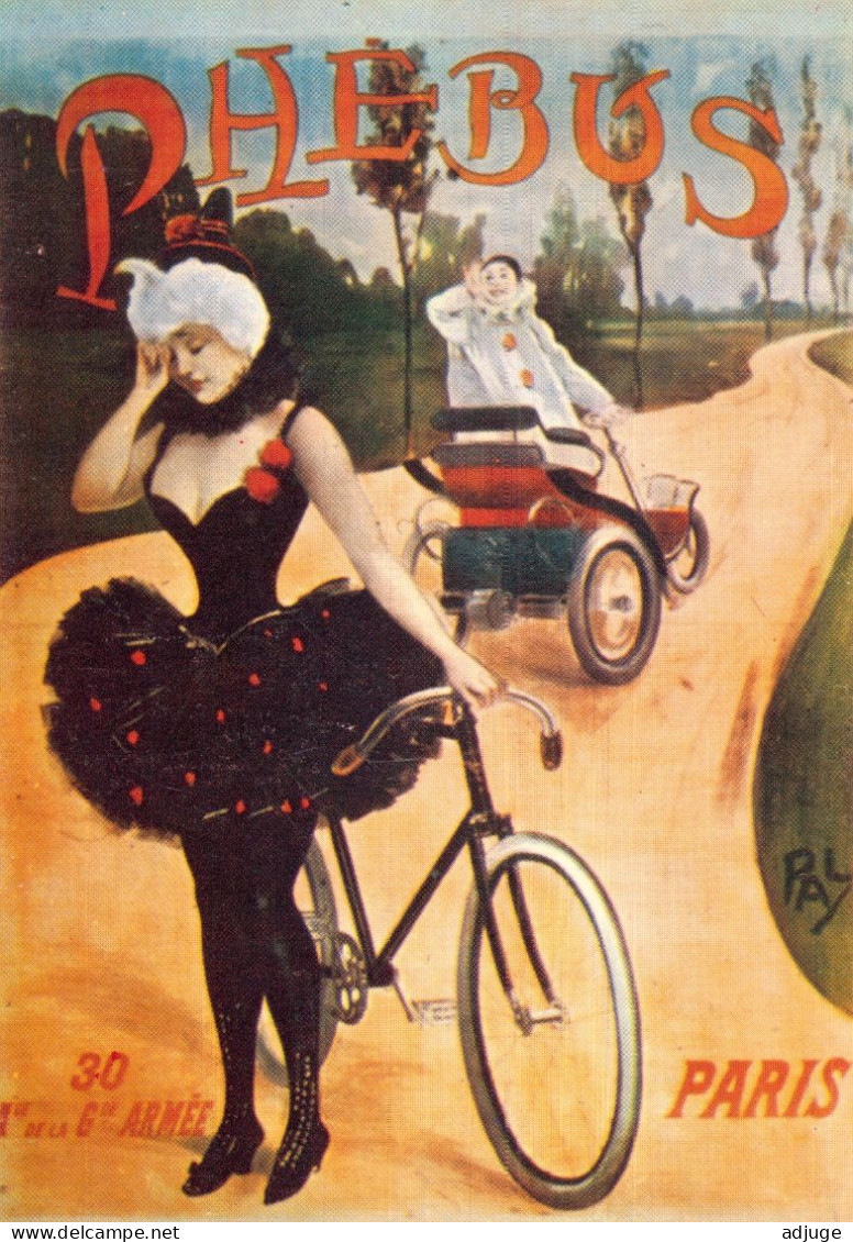 CPM- Affiche Publicité Cycles " PHÉBUS" Bicyclettes- Pierrot Et Colombine, Paris, Av. Gde Armée* TBE - Werbepostkarten