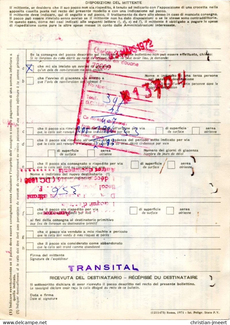 Bollettino Di Spedizione  Lot De 450 Bulletins  Poids 1,6 Kg - 1971-80: Marcophilia