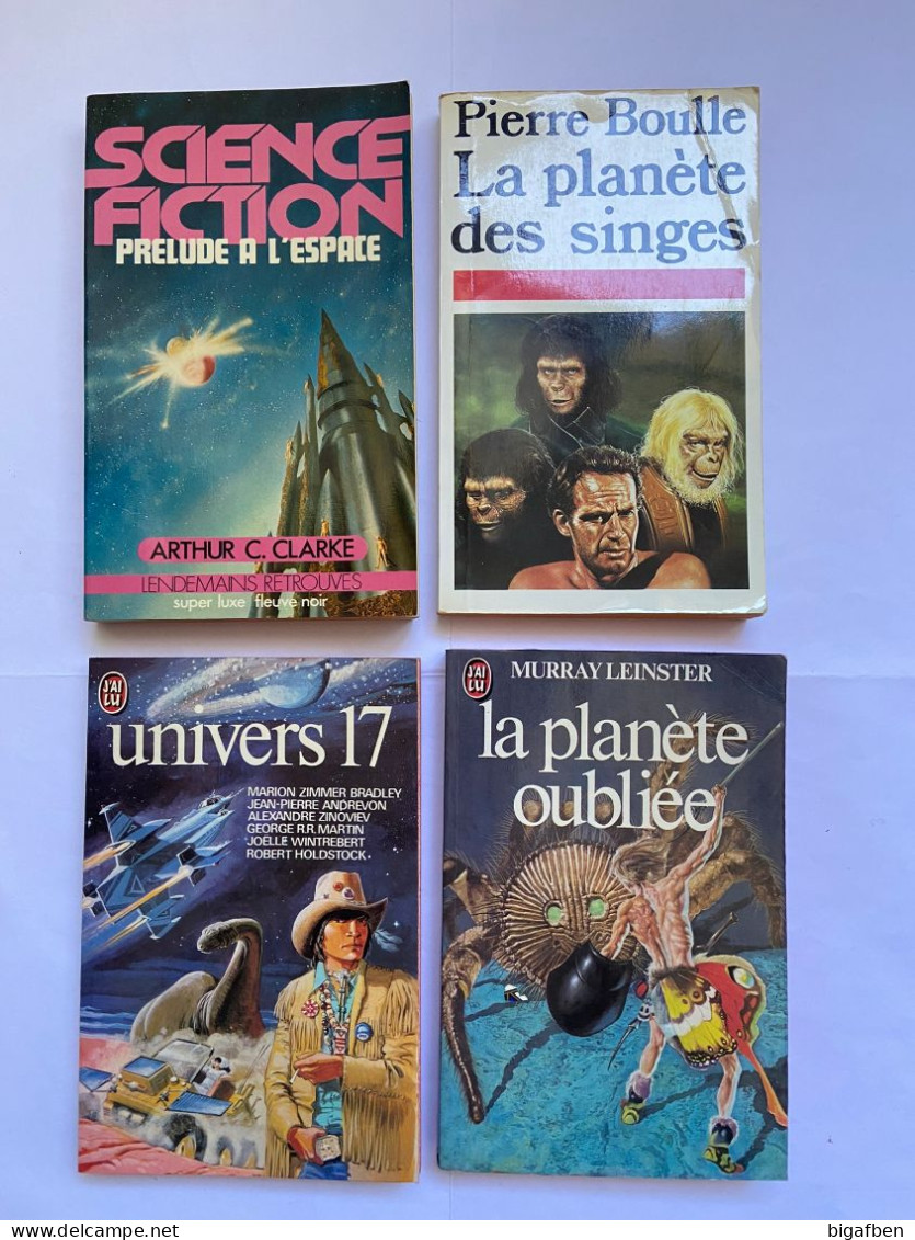 Lot 4 Livres SF / J’ai Lu, Fleuve Noir, Années 70, 80 / ANDREVON, MEZIERES, P. BOULLE PLANÈTE DES SINGES... - Lotti E Stock Libri