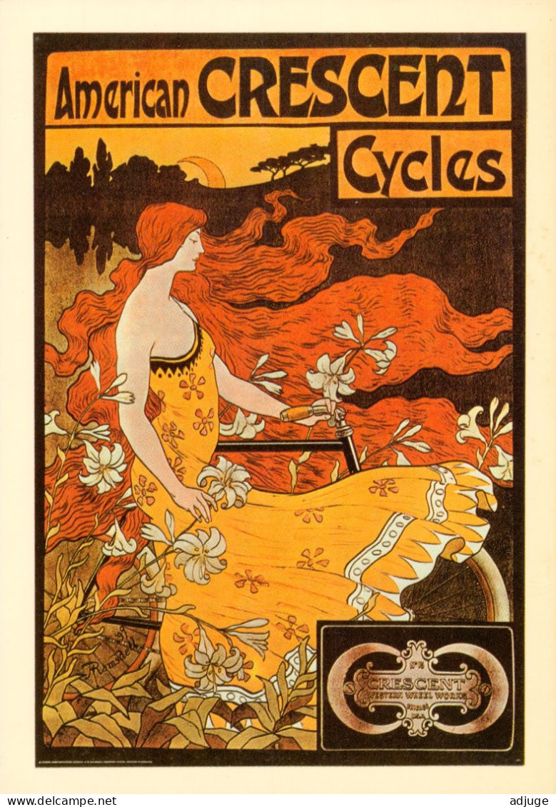CPM- Affiche Publicité Cycles "CRESCENT" Art Nouveau Style Mucha* American Cycles* TBE - Reclame