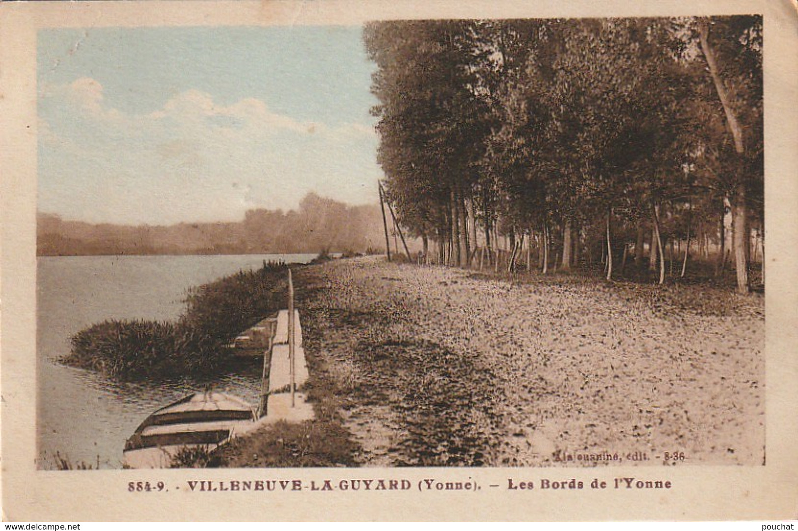 LE 21-(89) VILLENEUVE LA GUYARD - LES BORDS DE L' YONNE - CARTE COLORISEE - 2 SCANS  - Villeneuve-la-Guyard