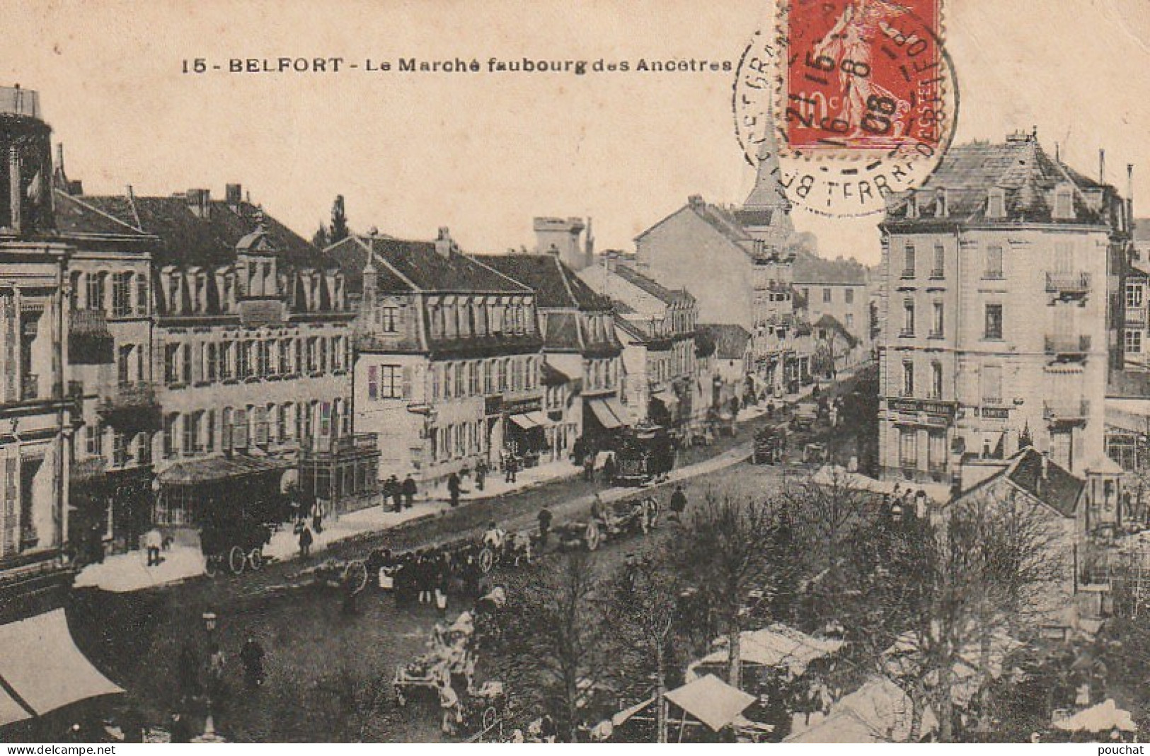 LE 22-(90) BELFORT - LE MARCHE FAUBOURG DES ANCETRES - ATTELAGES - COMMERCES - 2 SCANS - Belfort - Stadt