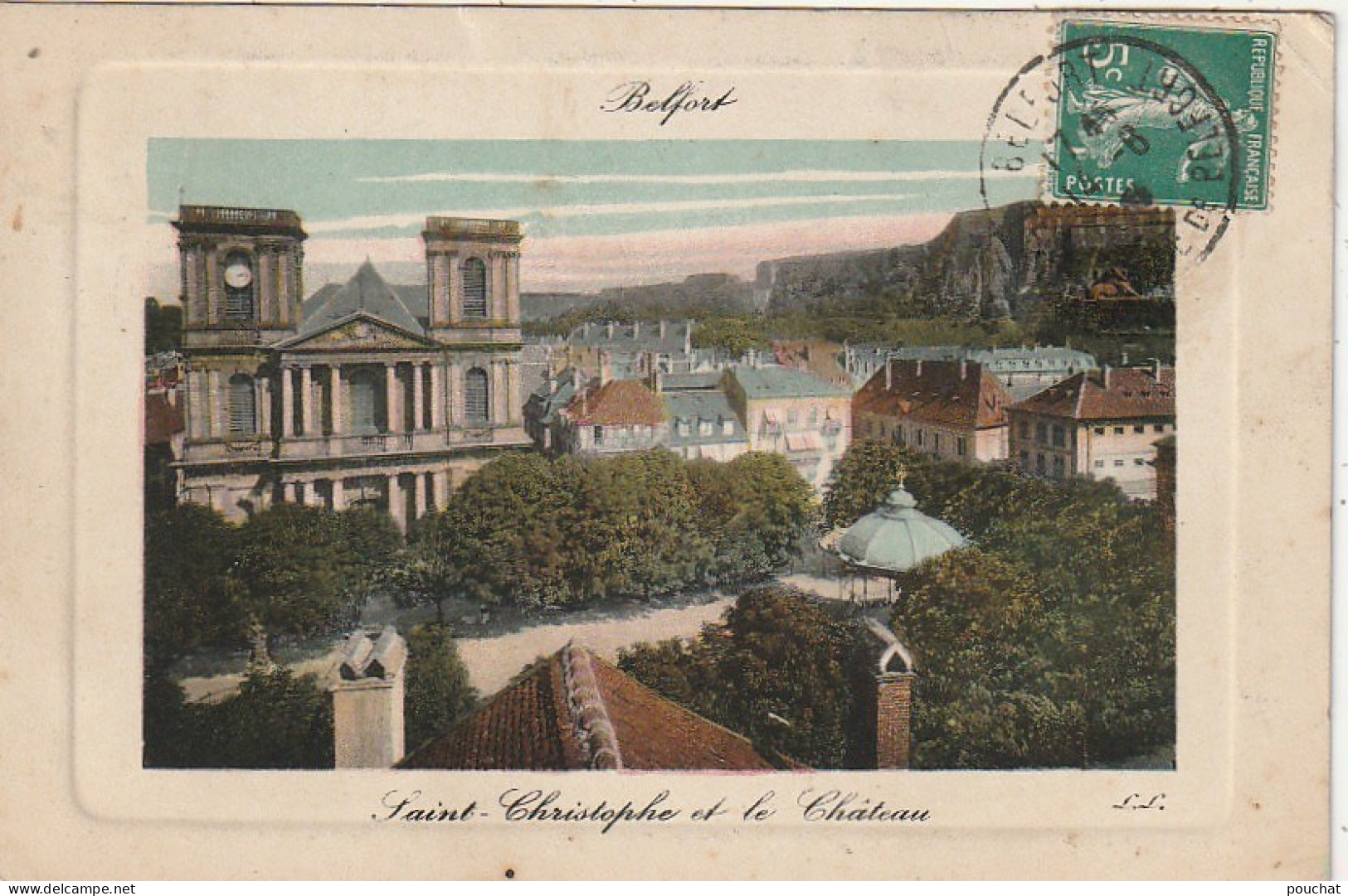 LE 22-(90) BELFORT - SAINT CHRISTOPHE ET LE CHATEAU - CARTE COLORISEE  - 2 SCANS - Belfort - Ville