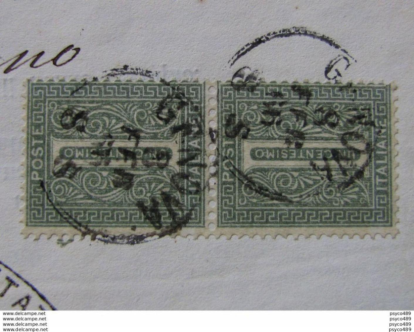 4 ITALIA Regno-1863- "L 14 Cifra Londra" C. 1 Coppia GENOVA>MONTERUBBIANO (descrizione) - Poststempel