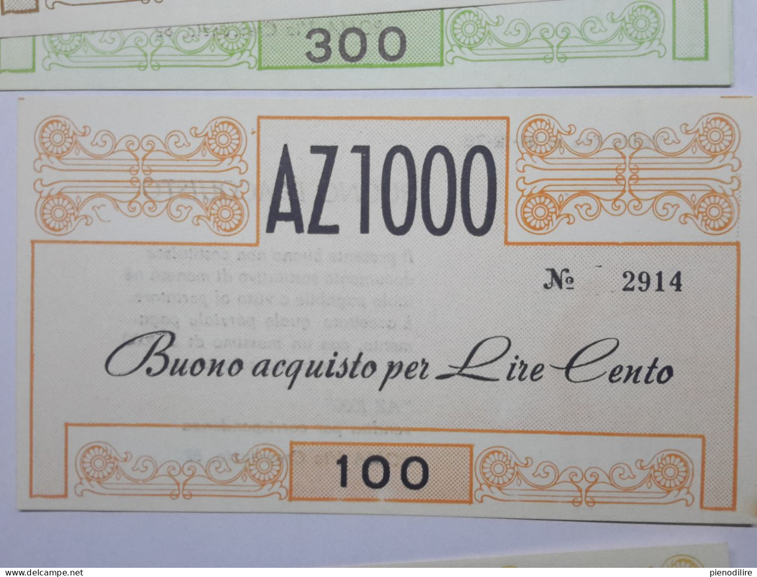 LOTTO 5Pz. 100 100 200 300 400 LIRE BUONI ACQUISTO AZ1000 VALIDO FINO AL 31.12.1976 (A.2)