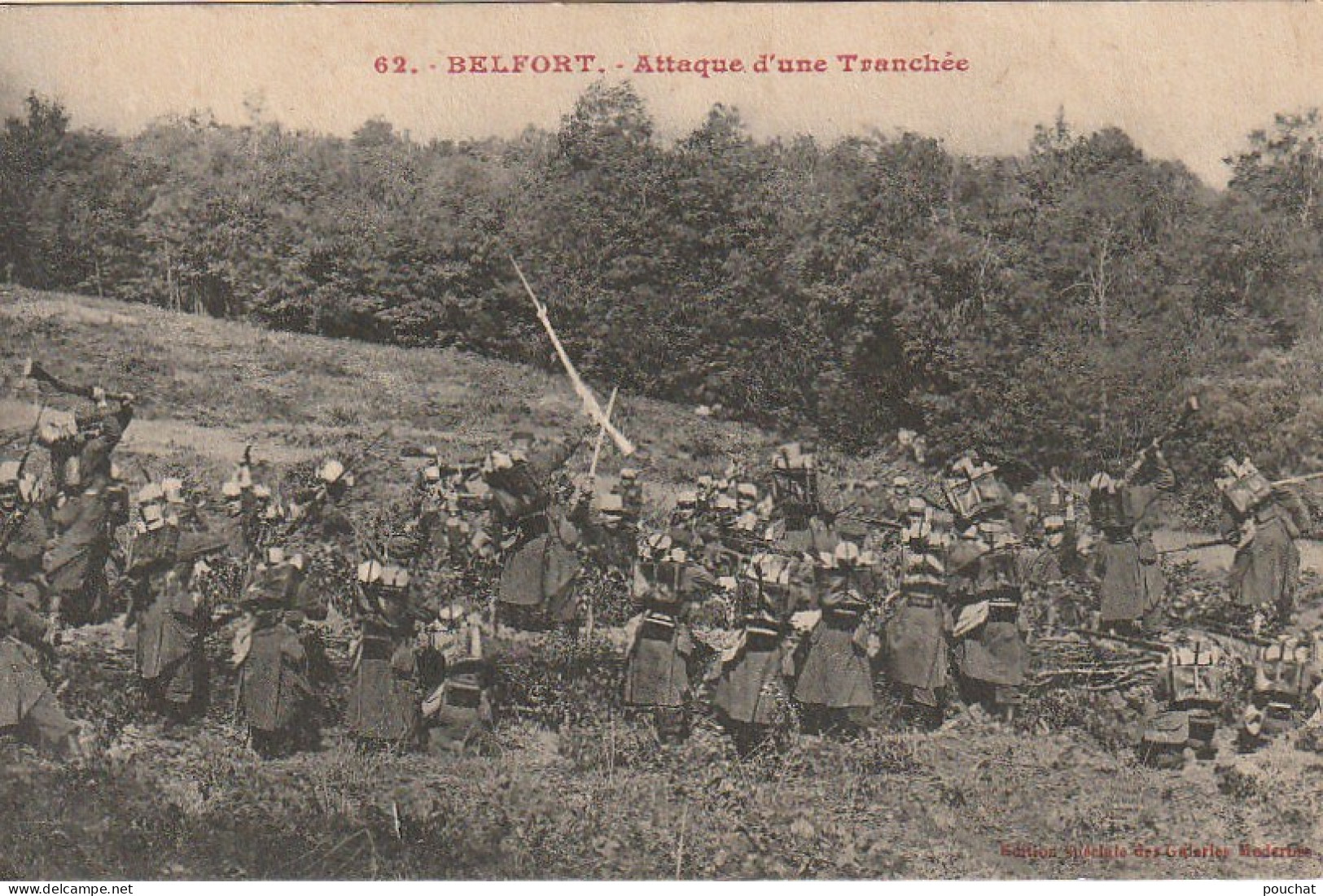 LE 22 -(90) BELFORT - ATTAQUE D' UNE TRANCHEE - SOLDATS AVEC LEUR BARDA - 2 SCANS - Belfort - Ville