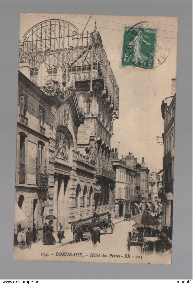 CPA - 33 - Bordeaux - Hôtel Des Postes - Animée - Circulée En 191? - Bordeaux