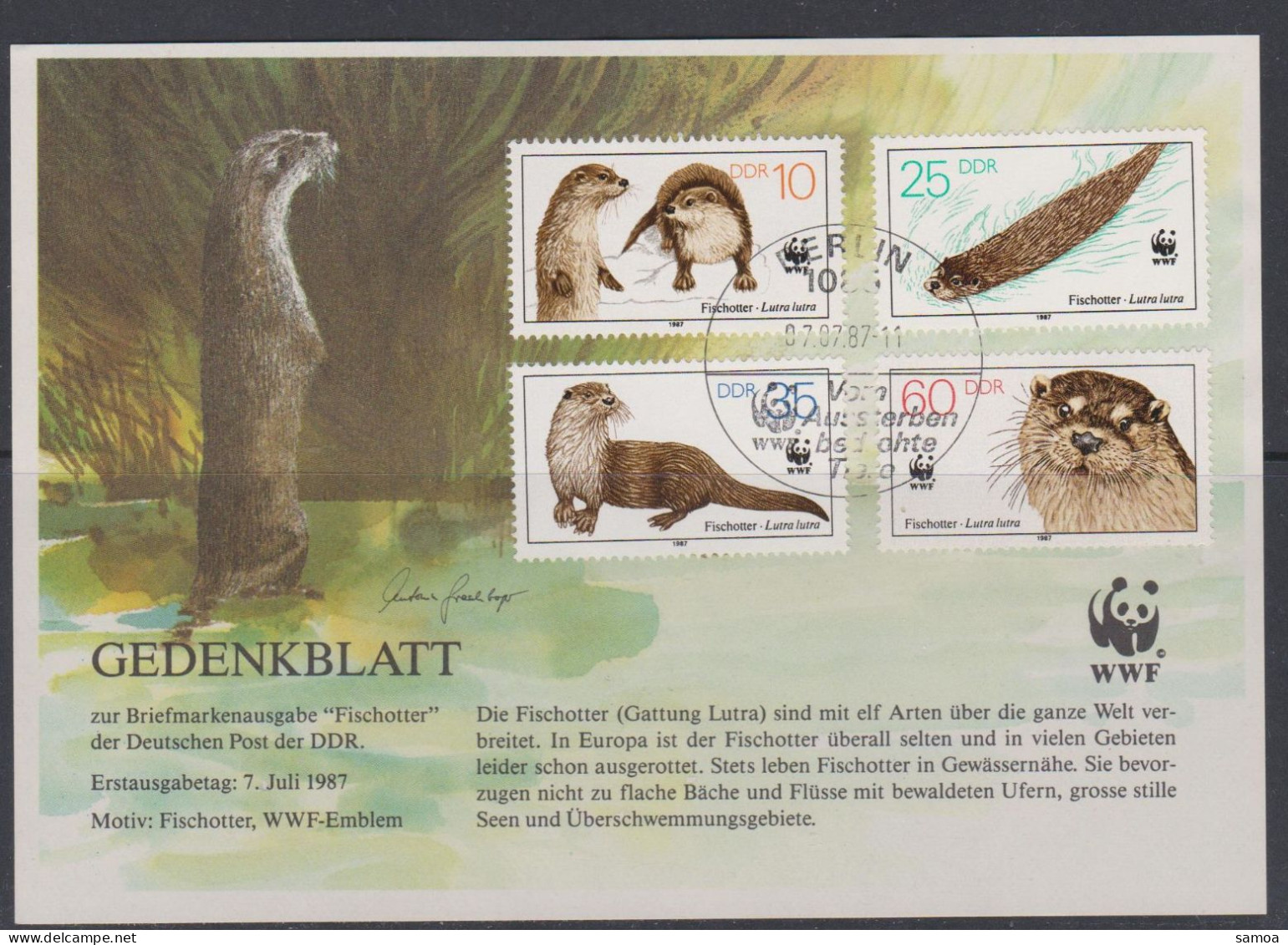 Allemagne RDA FS 1987 2732-35 Faune Loutre - Cartas & Documentos