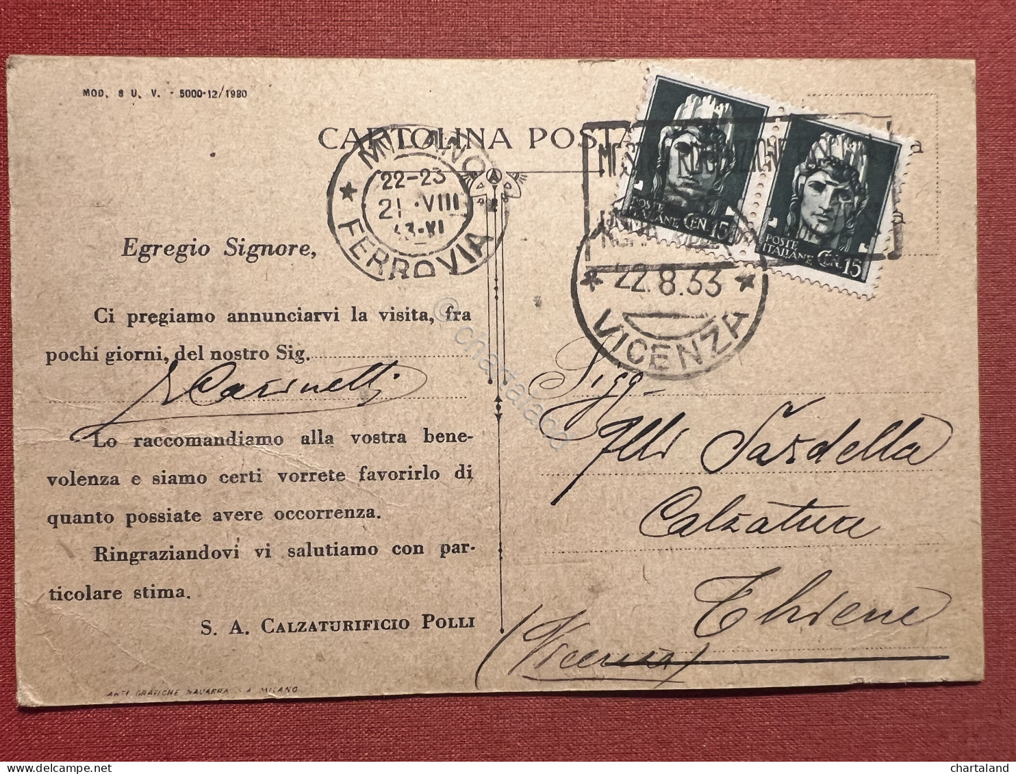 Cartolina Pubblicitaria - Ideal - Società Calzaturificio Pozzi, Milano - 1933 - Reclame