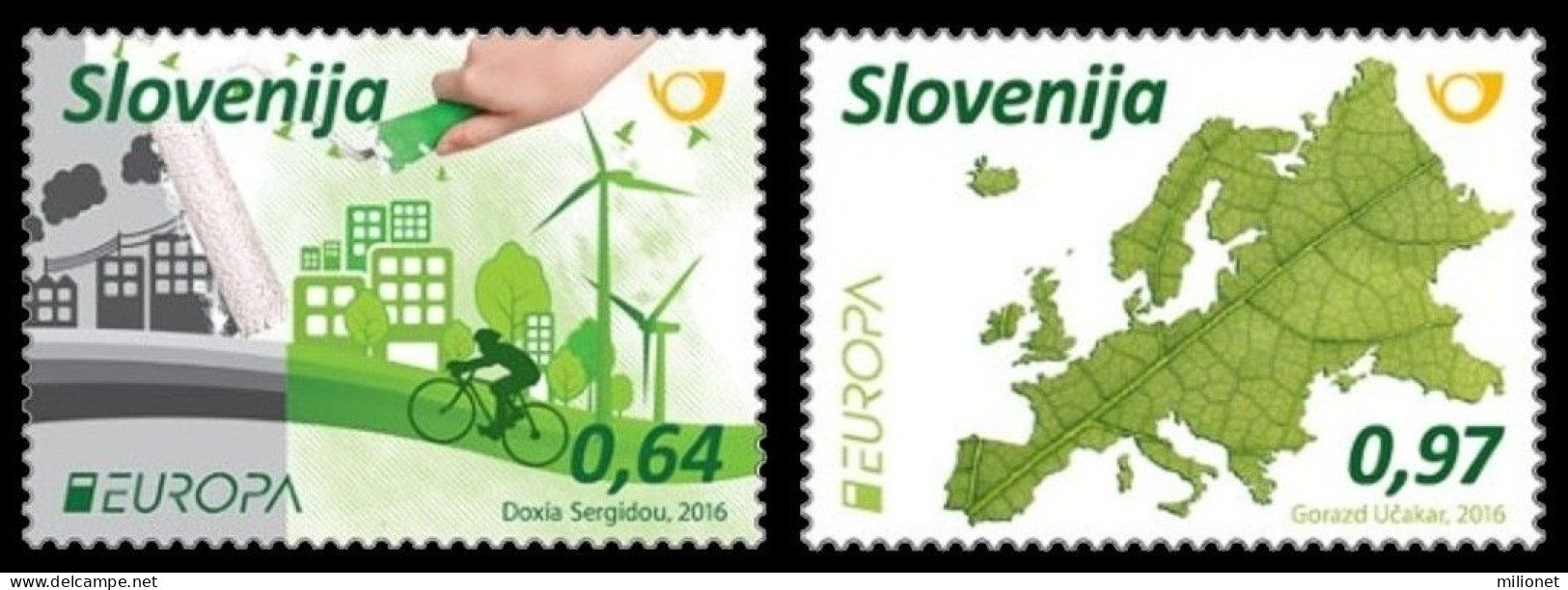 SALE!!! SLOVENIA ESLOVENIA SLOVENIE SLOWENIEN 2016 EUROPA CEPT Thikn Green 2 Stamps Set MNH ** - 2016