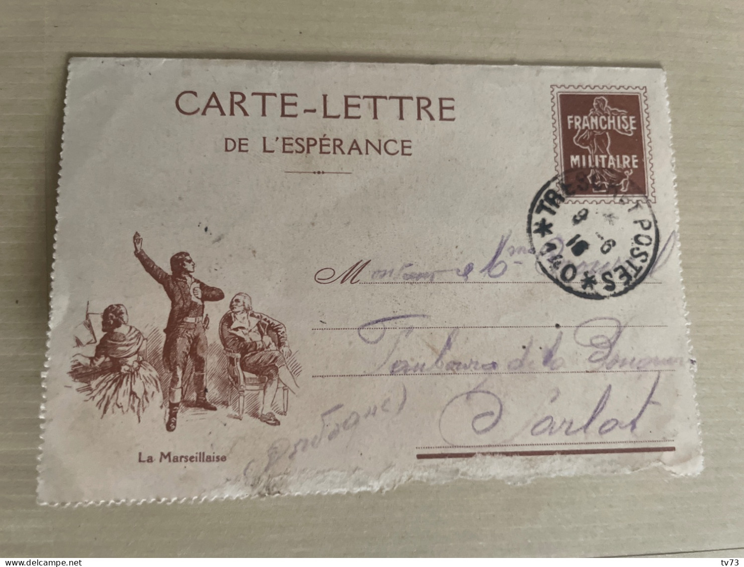 EB013 - Carte Lettre De L’espérance Franchise Militaire Entier Postal Pour SARLAT - 1916 - Dordogne - Sarlat La Caneda