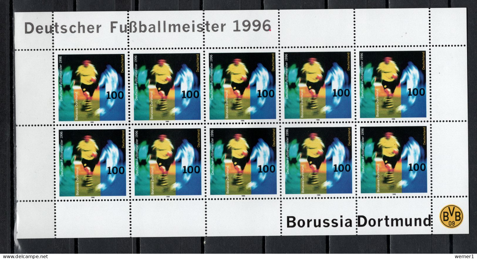 Germany 1996 Football Soccer, Borussia Dortmund, Sheetlet MNH - Clubs Mythiques