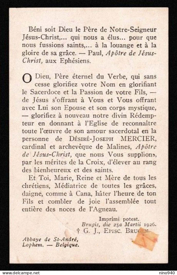 DESIRE'-JOSEPH MERCIER - CON RELIQUIA - Mm. 70 X 112 - Cardinale Di Malines - Religion & Esotérisme