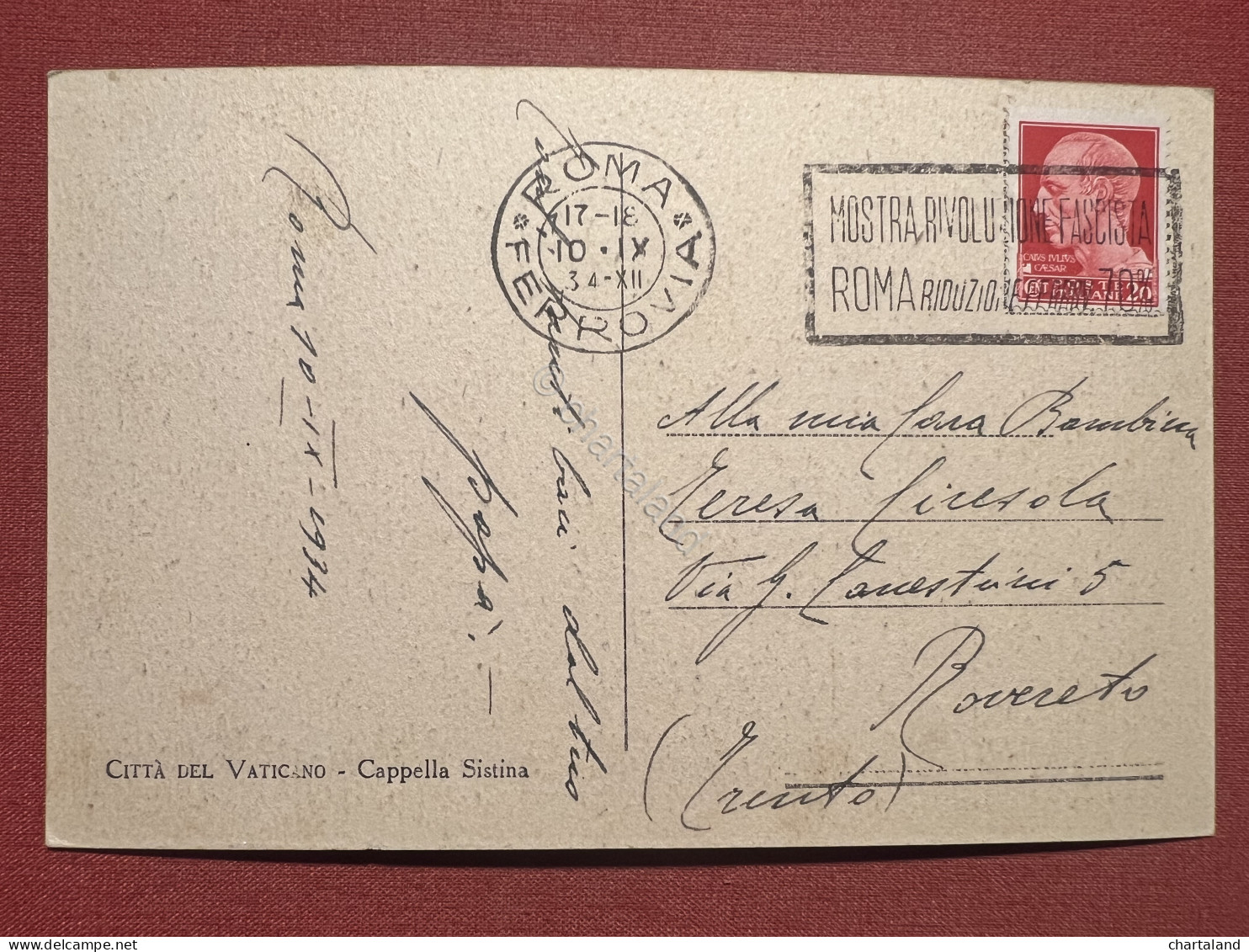 Cartolina - Città Del Vaticano - Cappella Sistina - 1934 - Non Classés