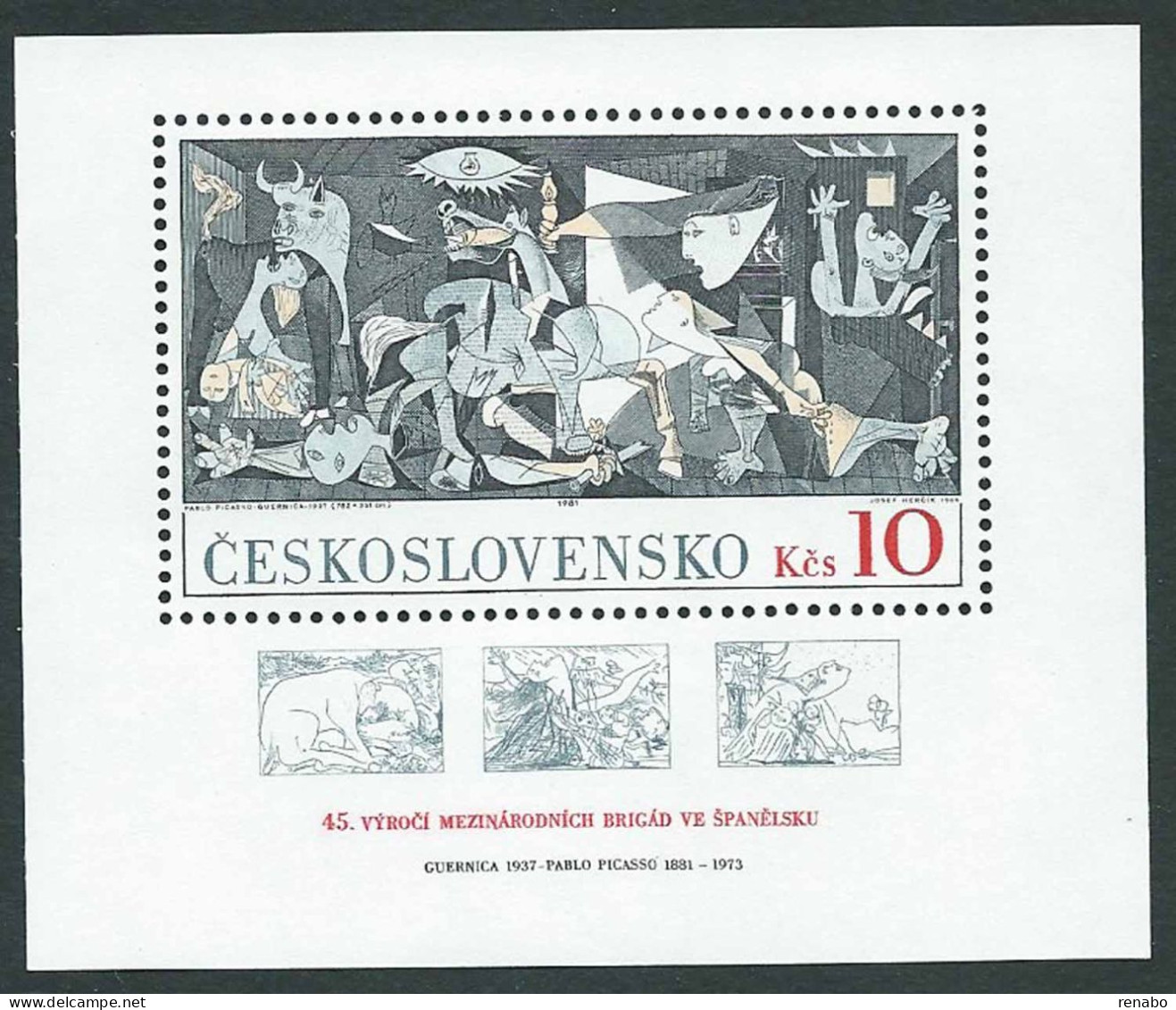 Cecoslovacchia, Czechoslovakia 1981; Painting "Guernica" ( 1937 ) By Picasso. Nuovo. - Picasso