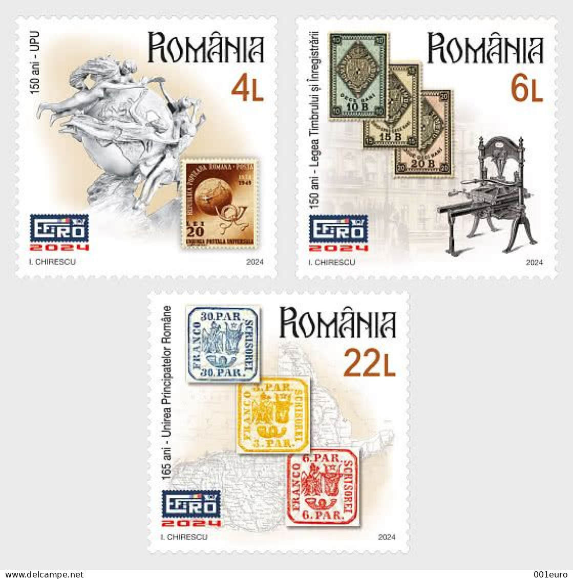 ROMANIA 2024: EFIRO - WORLD STAMPS EXHIBITION, 3 Unused Stamps - Registered Shipping! - Ungebraucht