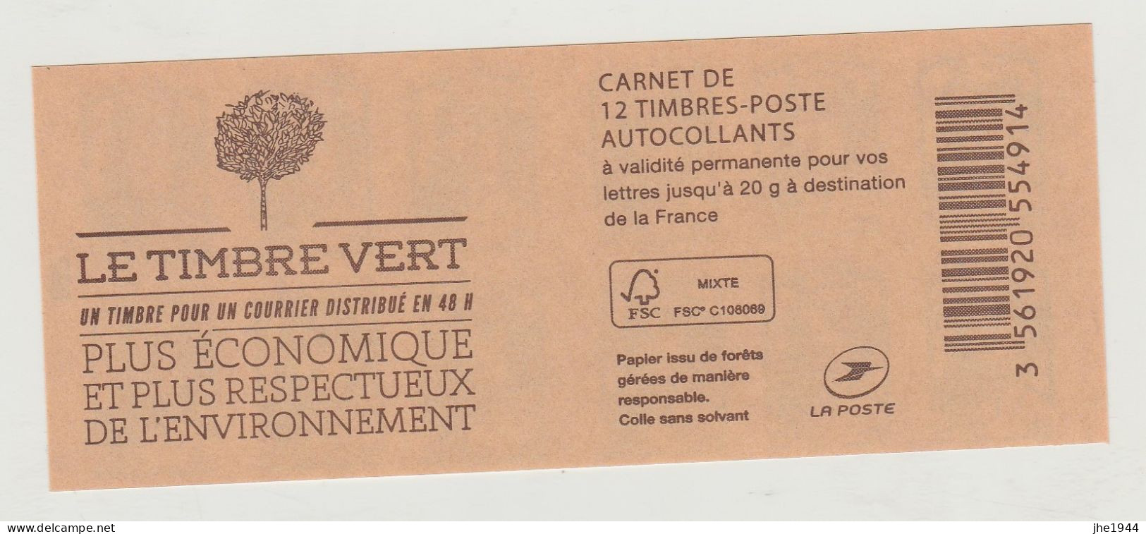 France Carnet N° 858-C1 ** Le Timbre Vert - Andere & Zonder Classificatie