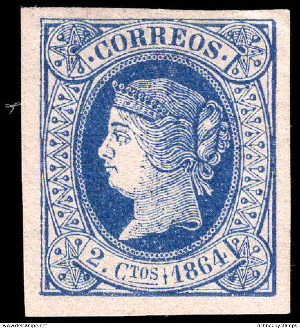 Spain 1864 2c Blue On Lilac Unused Without Gum. - Unused Stamps