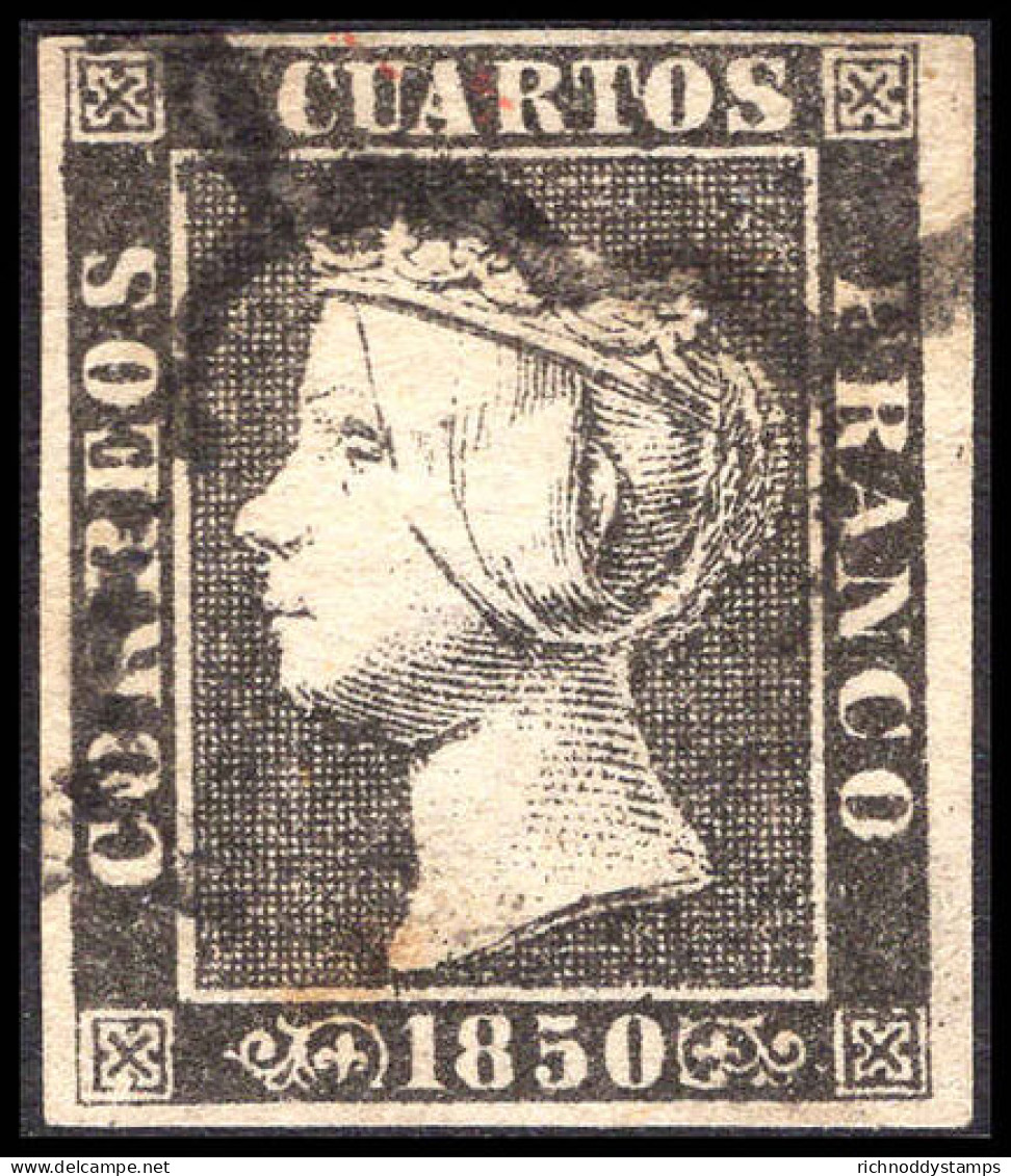 Spain 1850 6c Black Thin Paper Fine Used. - Gebruikt