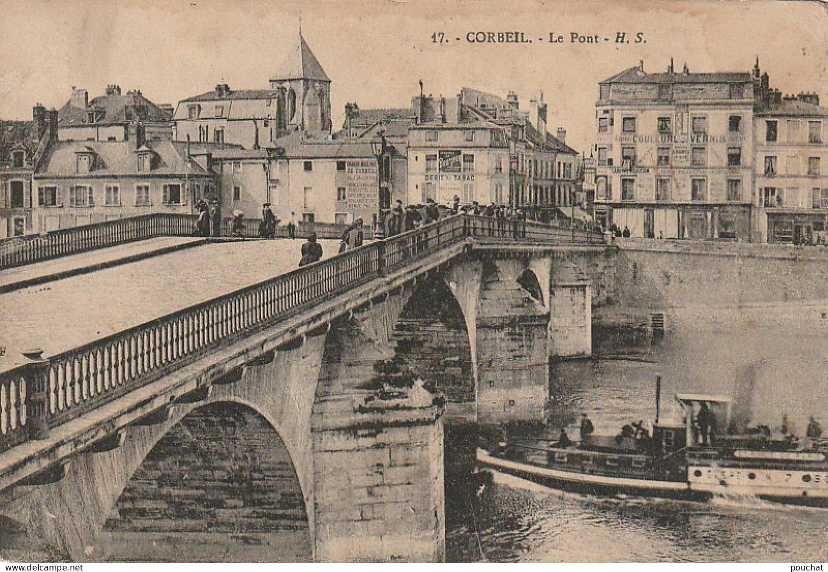 LE 26 -(91) CORBEIL - LE PONT - BATEAU : SERVICE DE PARIS  - 2 SCANS - Corbeil Essonnes