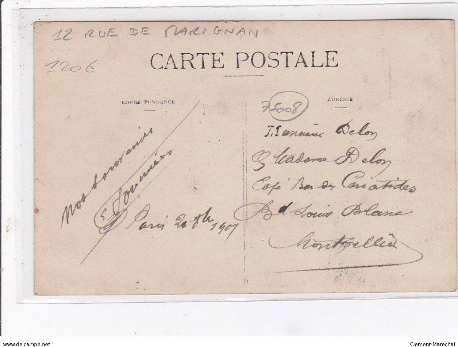 PARIS - Carte-photo De L'Hotel Marignan - 12 Rue De Marignan - Très Bon état - Distretto: 08