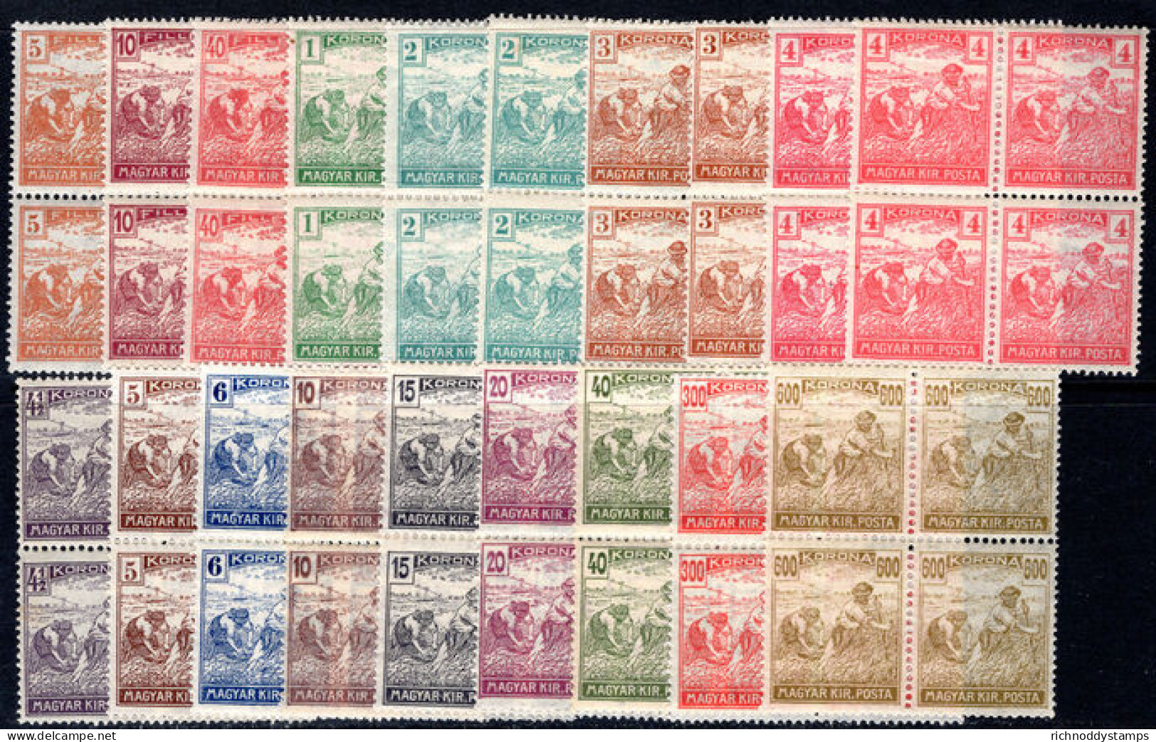 Hungary 1920 Range Of Values In Blocks Of 4 Unmounted Mint. - Unused Stamps