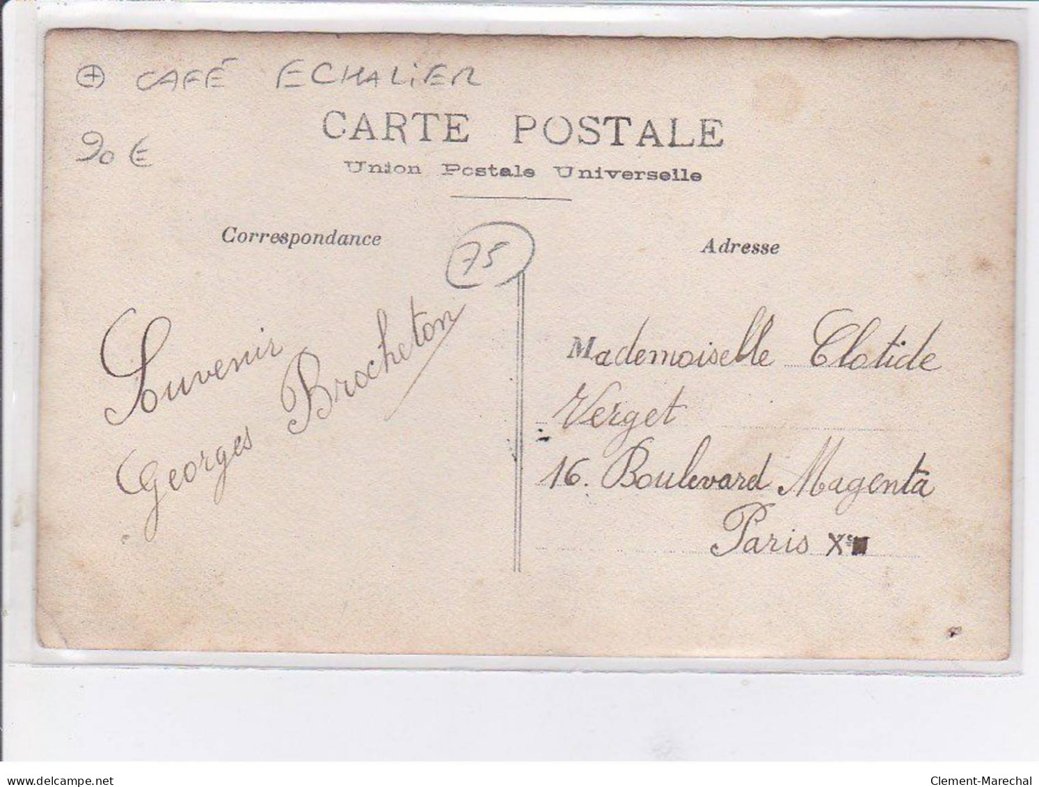 PARIS - Café Echalier - Carte - Photo ( Vins Au 157 Rue St Honoré)  - Très Bon état - Cafés, Hôtels, Restaurants