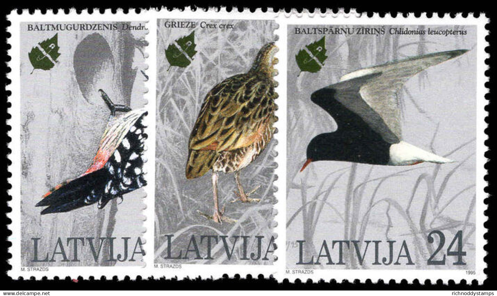 Latvia 1995 European Nature Conservation Year. Birds Unmounted Mint. - Latvia