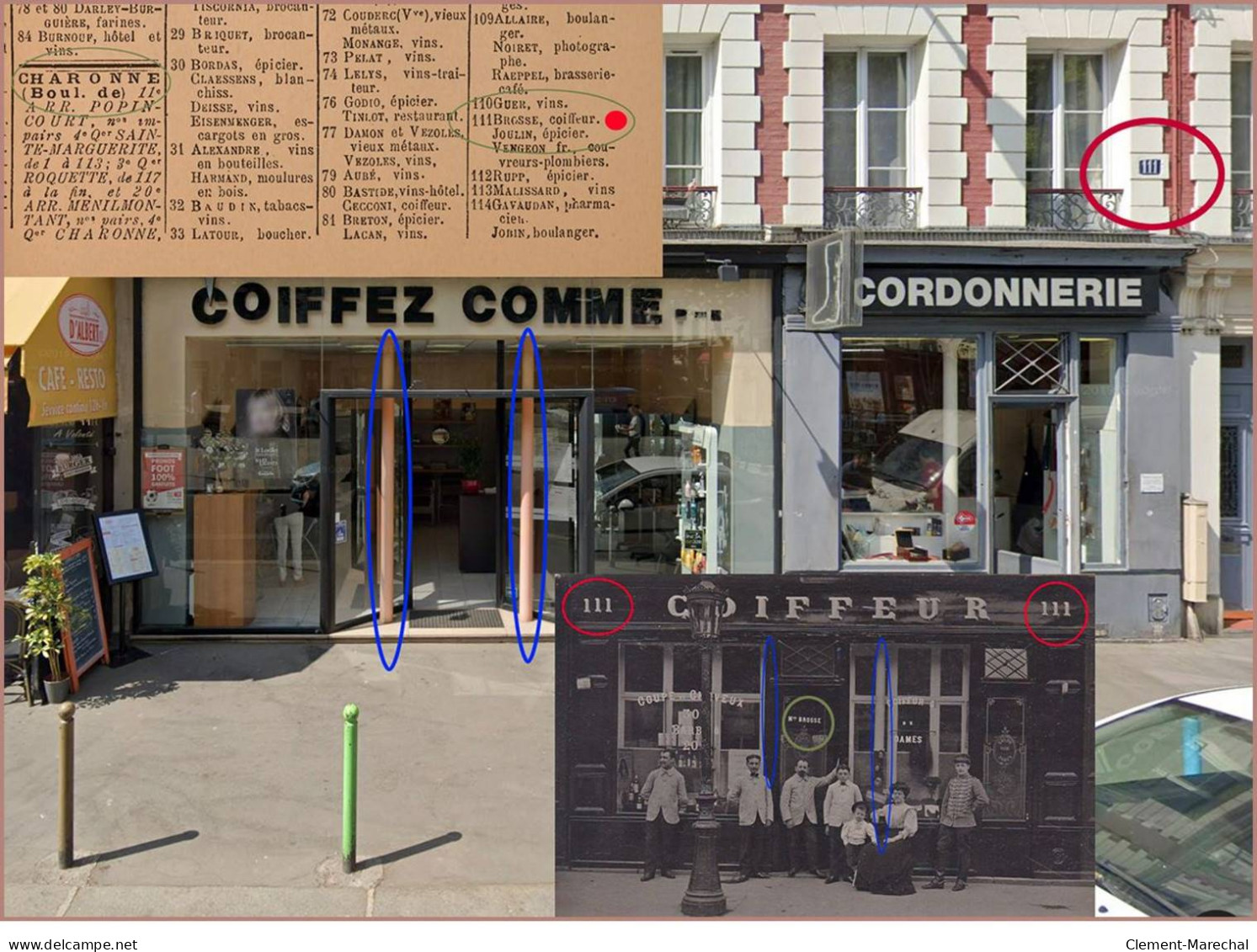 PARIS 11ème : Carte Photo Du Salon De Coiffure Brosse Au 111 Boulevard De Charonne (coiffeur) - Très Bon état - Arrondissement: 11