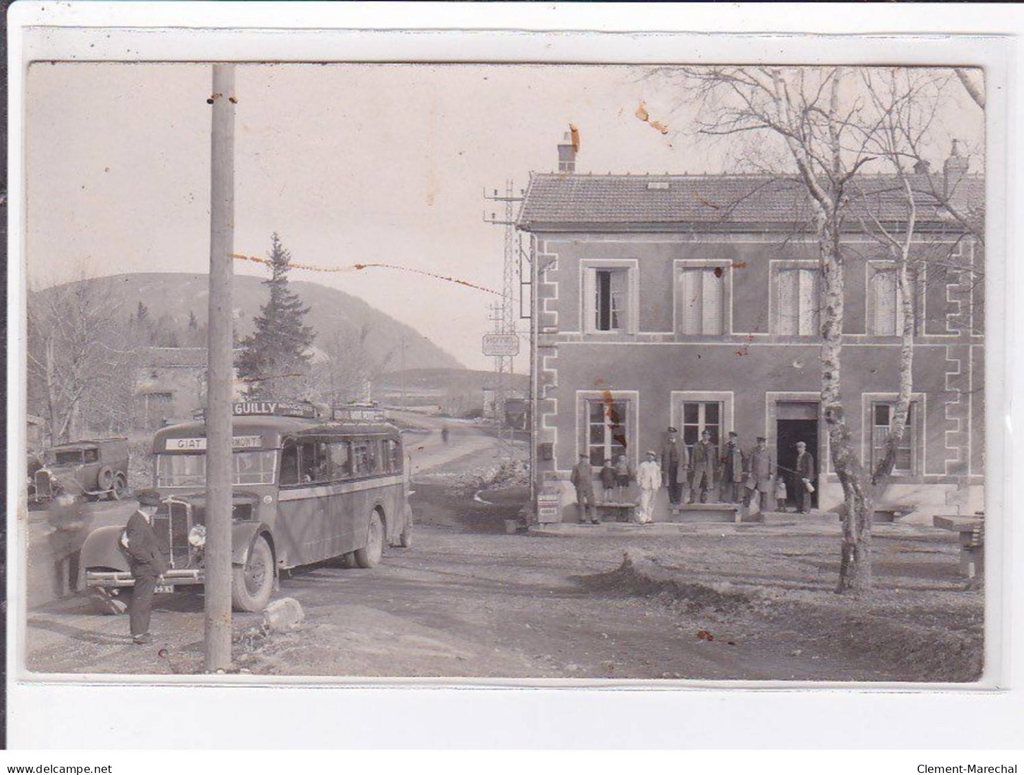 Carte Photo D'un Autobus De La Ligen GIAT - Le Camp De La Fontaine Du Berger, Hôtel De La Station - Très Bon état - Andere & Zonder Classificatie