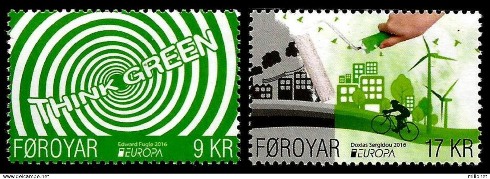SALE!!! ISLAS FEROE FAROE ISLANDS 2016 EUROPA CEPT Think Green 2 Stamps From Sheets ** - 2016