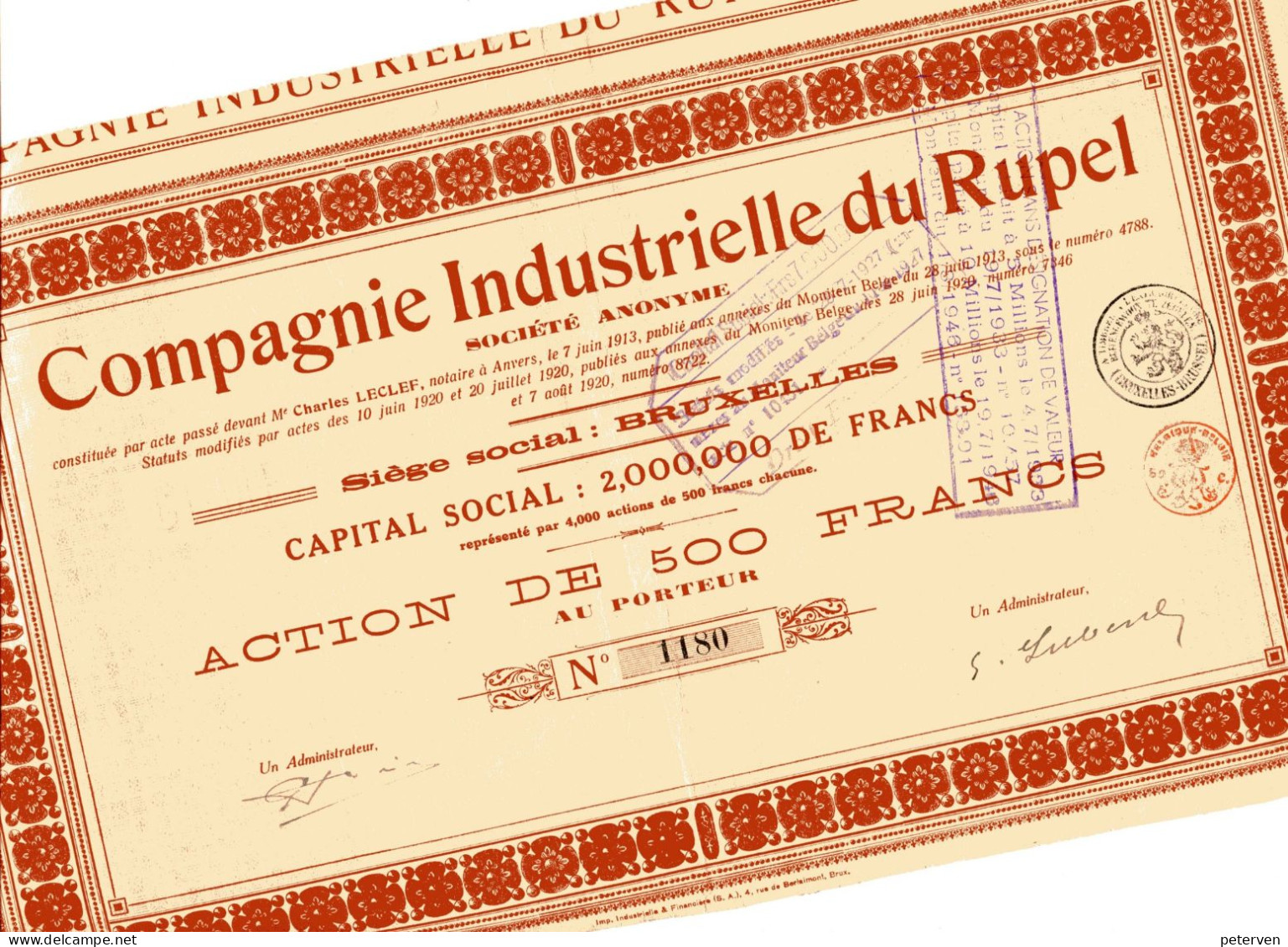 COMPAGNIE INDUSTRIELLE Du RUPEL (1920) - Mines